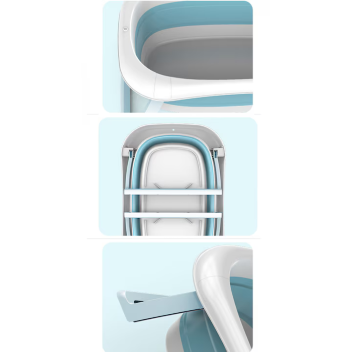 Cada de baie pliabila pentru bebelusi VarioShop®, 45L, cu termometru electronic, sigura, portabila si practica pentru calatorii, alb albastru [15]