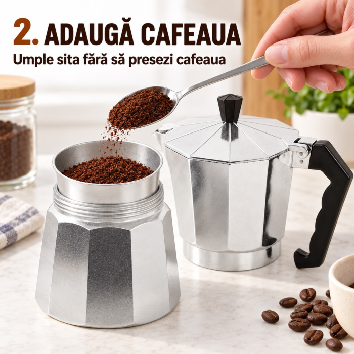 Cafetiera aluminiu VarioShop®, 6 cesti, 300 ml, pentru aragaz pe gaz si plita electrica, maner ergonomic, 19 cm, argintiu [7]