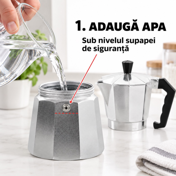 Cafetiera aluminiu VarioShop®, 6 cesti, 300 ml, pentru aragaz pe gaz si plita electrica, maner ergonomic, 19 cm, argintiu [5]
