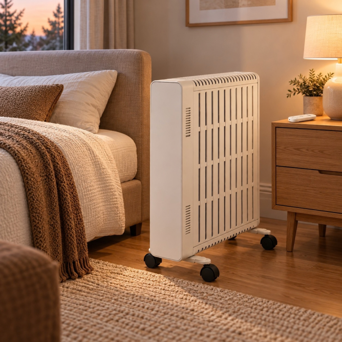 Calorifer electric cu ulei VarioShop®, 2500W, 11 elementi, 3 trepte de putere, termostat reglabil, control WiFi si telecomanda, 50 x 28,5 x 64 cm, alb [2]