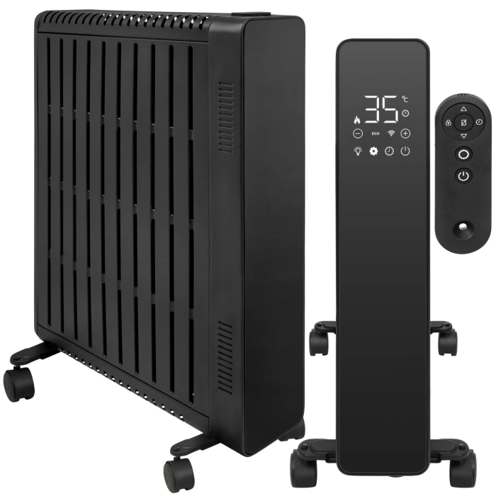 Calorifer electric cu ulei VarioShop®, 2500W, 11 elementi, 3 trepte de putere, termostat reglabil, control WiFi si telecomanda, 50 x 28,5 x 64 cm, negru [9]