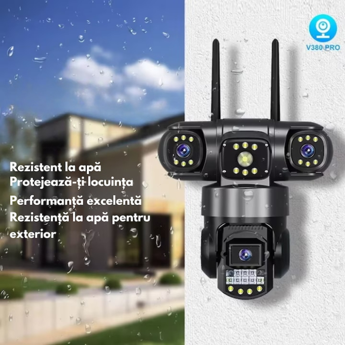 Camera de Supraveghere VarioShop®, WiFi, 12MP, Tripla cu PTZ, Zoom 10X, Vedere Nocturna Color, Detectare Miscare, Audio Bidirectional, Rezistenta IP65, Control Android/iOS [10]