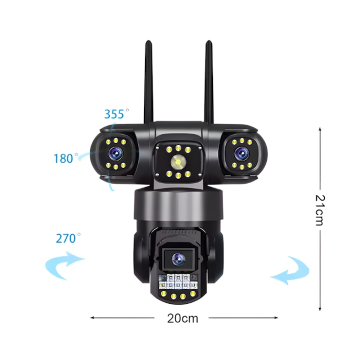 Camera de Supraveghere VarioShop®, WiFi, 12MP, Tripla cu PTZ, Zoom 10X, Vedere Nocturna Color, Detectare Miscare, Audio Bidirectional, Rezistenta IP65, Control Android/iOS [14]