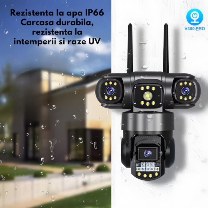 Camera de Supraveghere VarioShop®, WiFi, 12MP, Tripla cu PTZ, Zoom 10X, Vedere Nocturna Color, Detectare Miscare, Audio Bidirectional, Rezistenta IP65, Control Android/iOS [12]