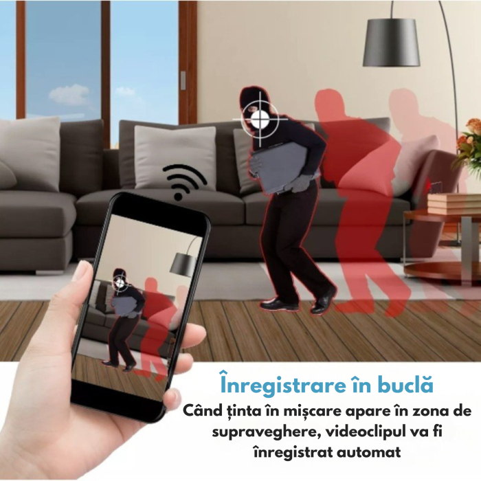 Camera digitala multifunctionala Full HD cu WiFi VarioShop®, viziune nocturna si detectare miscare, mini-camera de supraveghere pentru interior, conectare prin aplicatie, slot microSD, 2.9 x 2.9 x 1.1 [5]