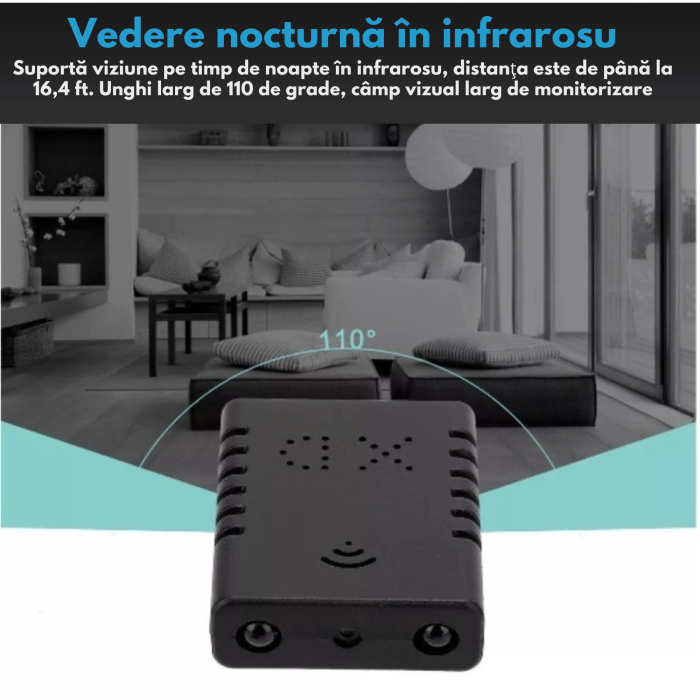Camera digitala multifunctionala Full HD cu WiFi VarioShop®, viziune nocturna si detectare miscare, mini-camera de supraveghere pentru interior, conectare prin aplicatie, slot microSD, 2.9 x 2.9 x 1.1 [14]
