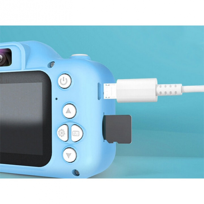 Camera foto digitala pentru copii VarioShop®, Dual camera, Efecte multiple, Jocuri, 12MP, 1920 x 1080 Video ecran 2.0 inch baterie 600 mAh, model Unicorn, Albastru [18]
