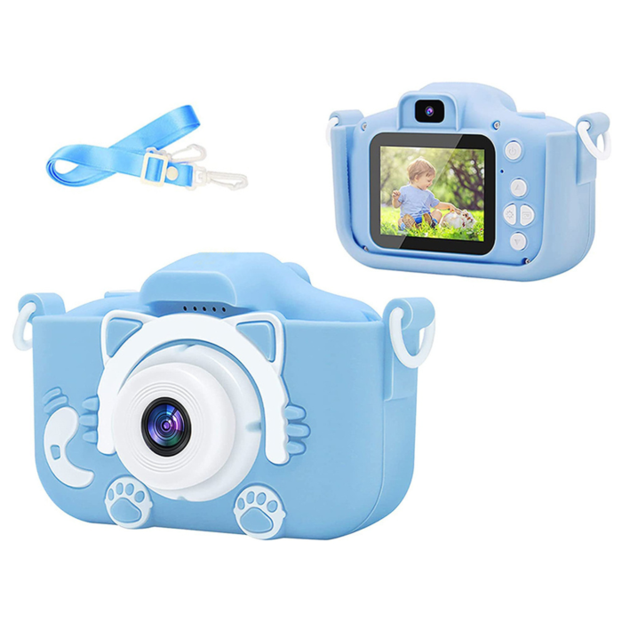 Camera foto pentru copii VarioShop®, Video, Jocuri, Muzica, 32GB SD card 1080P HD, 2.0 inch, 600 mAh, Husa Protectie Silicon, 3 ani+, Albastru [14]