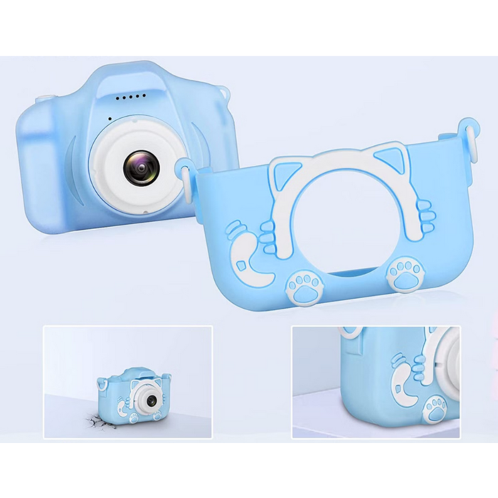 Camera foto pentru copii VarioShop®, Video, Jocuri, Muzica, 32GB SD card 1080P HD, 2.0 inch, 600 mAh, Husa Protectie Silicon, 3 ani+, Albastru [6]