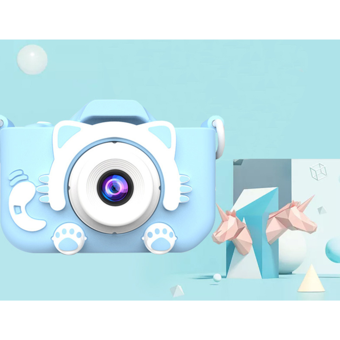 Camera foto pentru copii VarioShop®, Video, Jocuri, Muzica, 32GB SD card 1080P HD, 2.0 inch, 600 mAh, Husa Protectie Silicon, 3 ani+, Albastru [15]