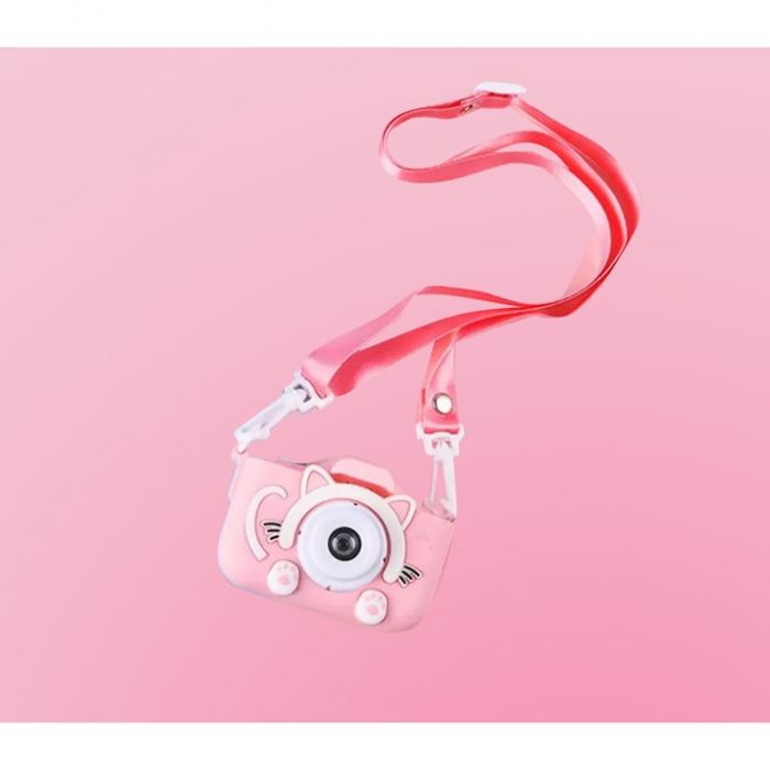 Camera foto pentru copii VarioShop®, Video, Jocuri, Muzica, 32GB SD card 1080P HD, 2.0 inch, 600 mAh, Husa Protectie Silicon, 3 ani+, Roz [16]