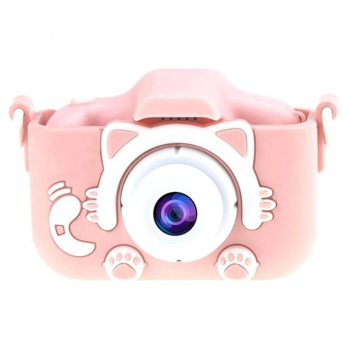 Camera foto pentru copii VarioShop®, Video, Jocuri, Muzica, 32GB SD card 1080P HD, 2.0 inch, 600 mAh, Husa Protectie Silicon, 3 ani+, Roz [17]