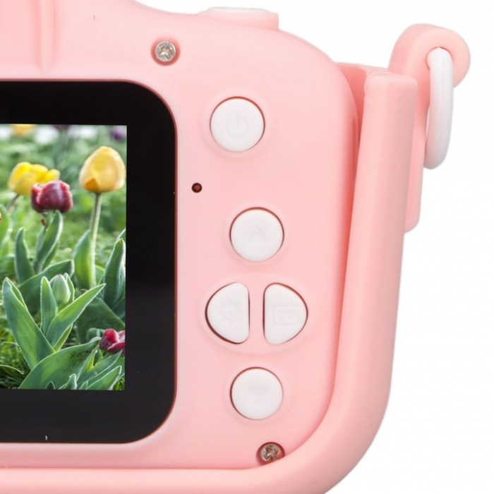 Camera foto pentru copii VarioShop®, Video, Jocuri, Muzica, 32GB SD card 1080P HD, 2.0 inch, 600 mAh, Husa Protectie Silicon, 3 ani+, Roz [18]