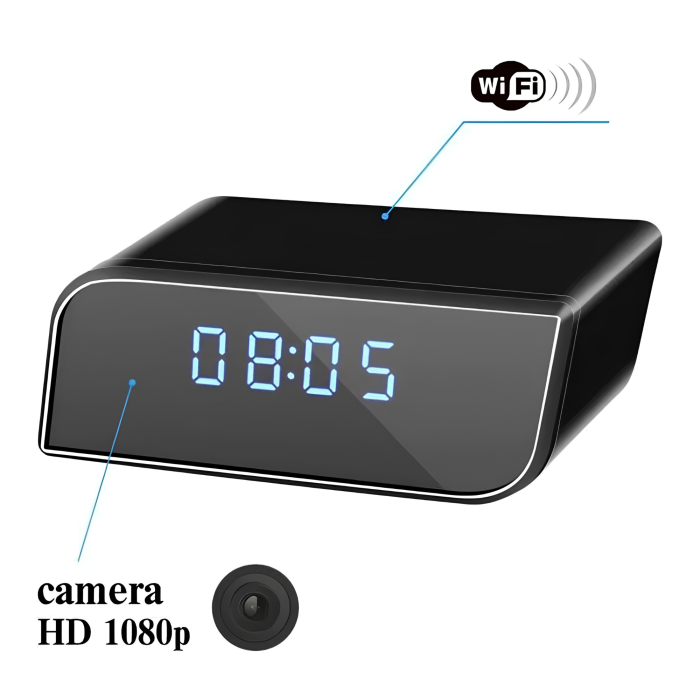 Camera spion VarioShop®, ascunsa in ceas desteptator, filmare Full HD 1920x1080 px, microfon, LED IR, aplicatie, microSD pana la 32 GB, 10 x 3.7 x 4.5 cm [10]