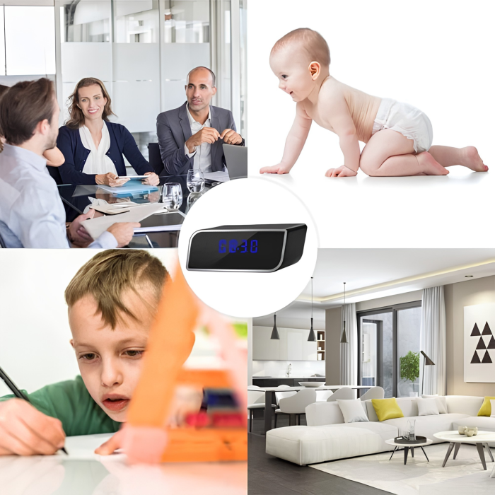 Camera spion VarioShop®, ascunsa in ceas desteptator, filmare Full HD 1920x1080 px, microfon, LED IR, aplicatie, microSD pana la 32 GB, 10 x 3.7 x 4.5 cm [9]
