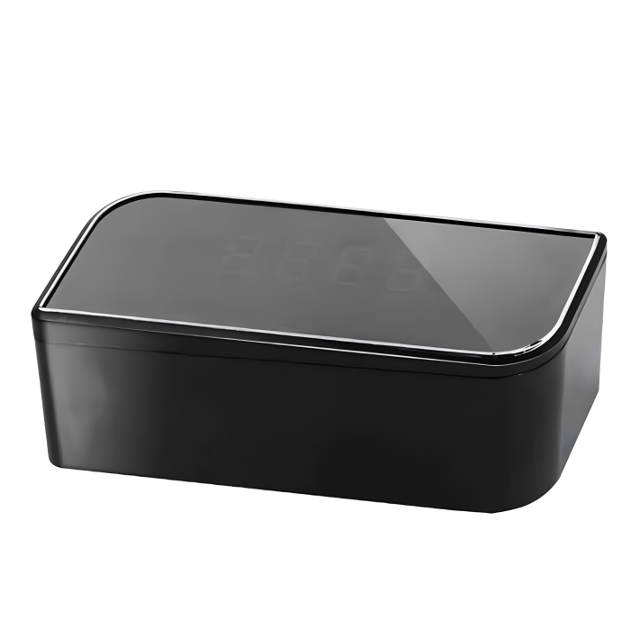 Camera spion VarioShop®, ascunsa in ceas desteptator, filmare Full HD 1920x1080 px, microfon, LED IR, aplicatie, microSD pana la 32 GB, 10 x 3.7 x 4.5 cm [12]