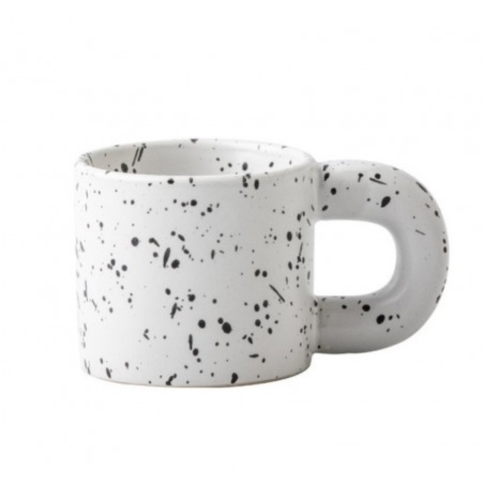 Cană ceramică 300 ml, crem mat cu model stropit, design minimalist modern [4]