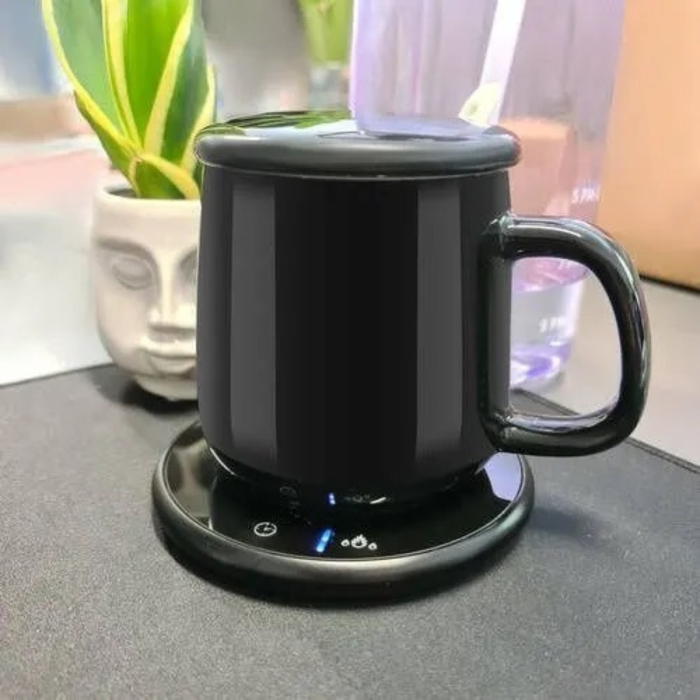 Cana ceramica VarioShop® cu incalzitor, pentru cafea si ceai, 400 ml, 2 trepte 40/60°C, temporizator, capac si lingurita, negru [5]