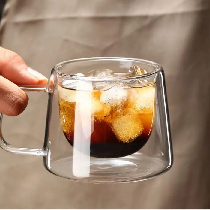 Cana sticla borosilicata 350 ml VarioShop®, pentru cafea si ceai, rezistenta la temperaturi, design elegant, durabila, 7.5 cm, transparenta [3]