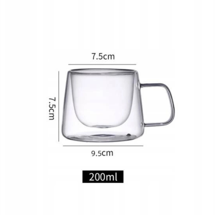 Cana sticla borosilicata 350 ml VarioShop®, pentru cafea si ceai, rezistenta la temperaturi, design elegant, durabila, 7.5 cm, transparenta [2]