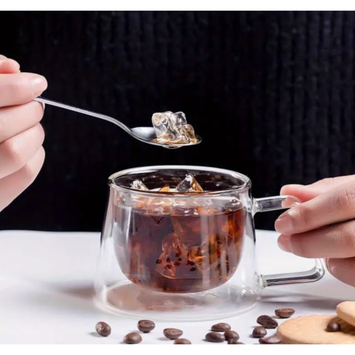 Cana sticla borosilicata 350 ml VarioShop®, pentru cafea si ceai, rezistenta la temperaturi, design elegant, durabila, 7.5 cm, transparenta [5]