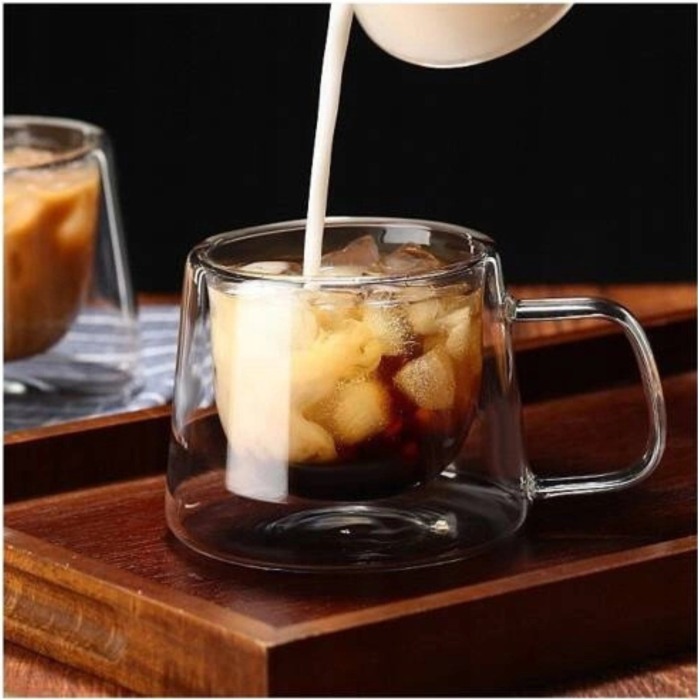Cana sticla borosilicata 350 ml VarioShop®, pentru cafea si ceai, rezistenta la temperaturi, design elegant, durabila, 7.5 cm, transparenta [6]