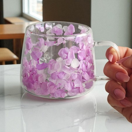 Cană termică din sticlă borosilicată cu floare decorativă violet – 180 ml [3]