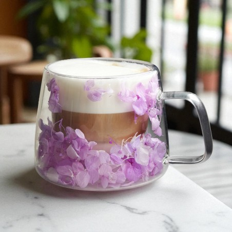 Cană termică din sticlă borosilicată cu floare decorativă violet – 180 ml [5]