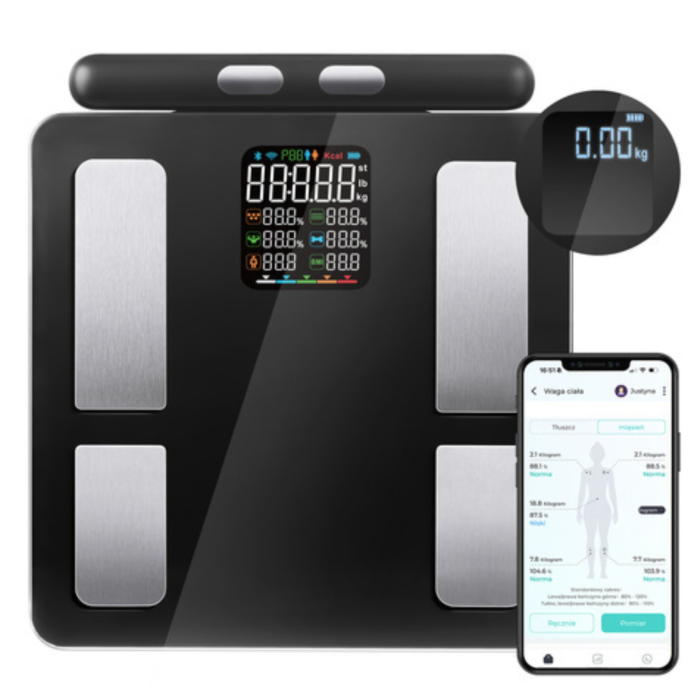 Cantar Analitic Smart VarioShop Premium Bluetooth IMC Grasime Corporala Masa Musculara 8 Electrozi WiFi LCD 180kg [10]