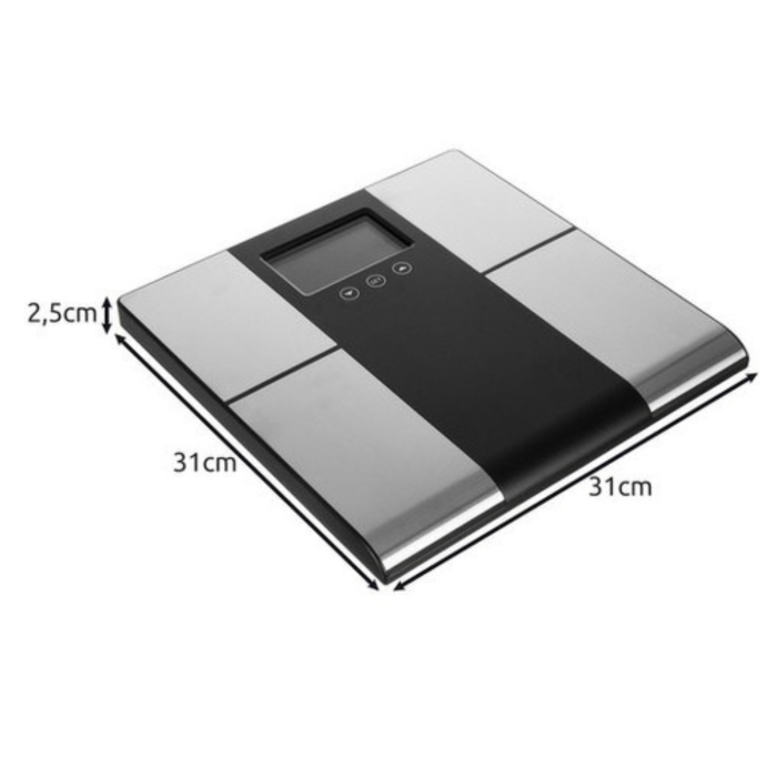 Cantar de baie electronic analitic , 225kg, masurare BMI, negru-silver, 31x31x2,5cm [3]