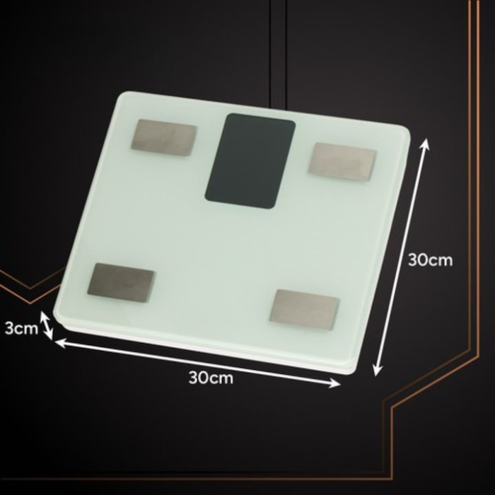 Cantar de baie inteligent VarioShop®, ecran LCD, aplicatie Feelfit, greutate pana la 226 kg, BMI, grasime corporala, masa musculara si apa corporala, 30x30 cm, alb [9]