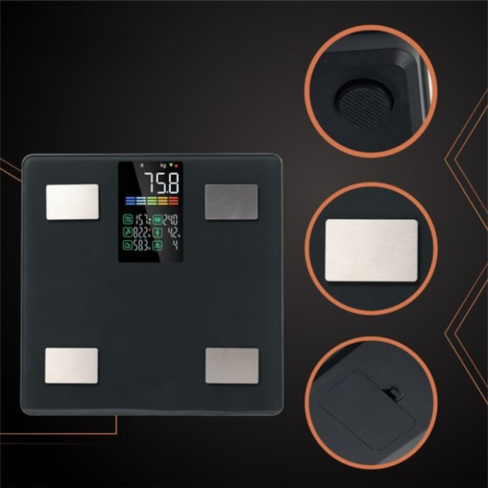 Cantar de baie inteligent VarioShop®, ecran LCD, aplicatie Feelfit, greutate pana la 226 kg, BMI, grasime corporala, masa musculara si apa corporala, 30x30 cm, negru [3]