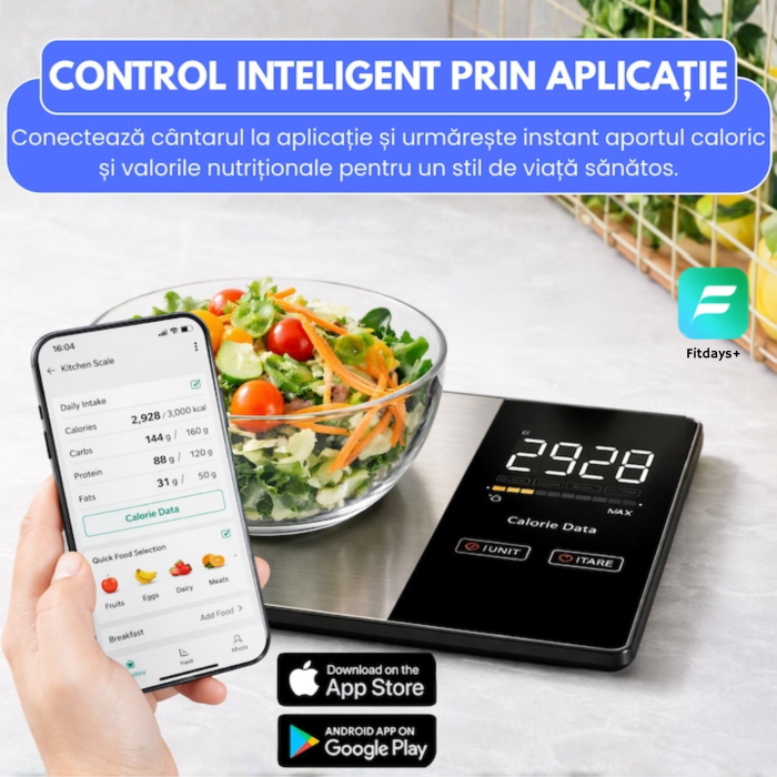 Cantar de bucatarie inteligent VarioShop®, cu aplicatie Fitdays, calculator calorii, functie TARE, precizie 1g, capacitate 5 kg, Bluetooth [2]