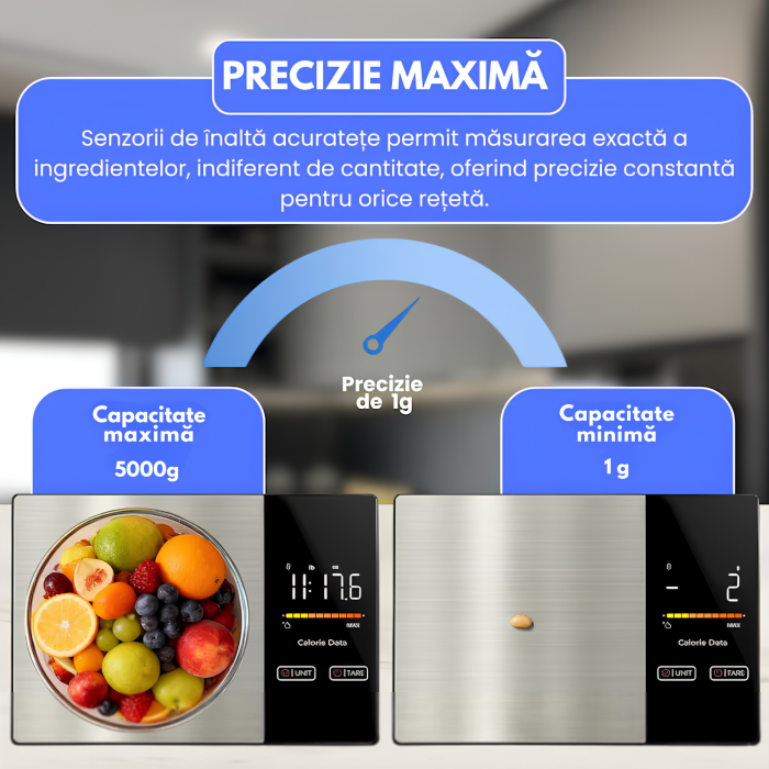 Cantar de bucatarie inteligent VarioShop®, cu aplicatie Fitdays, calculator calorii, functie TARE, precizie 1g, capacitate 5 kg, Bluetooth [3]