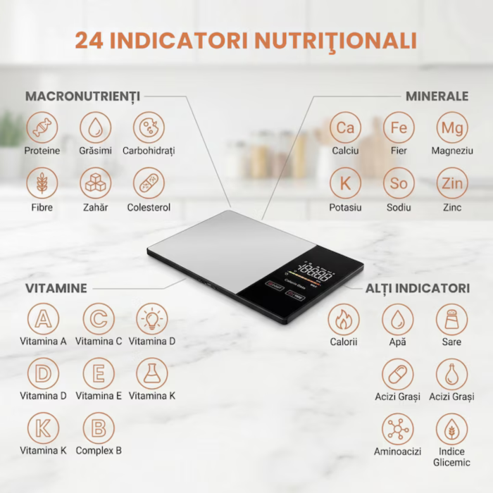 Cantar de bucatarie inteligent VarioShop®, cu aplicatie Fitdays, calculator calorii, functie TARE, precizie 1g, capacitate 5 kg, Bluetooth [5]