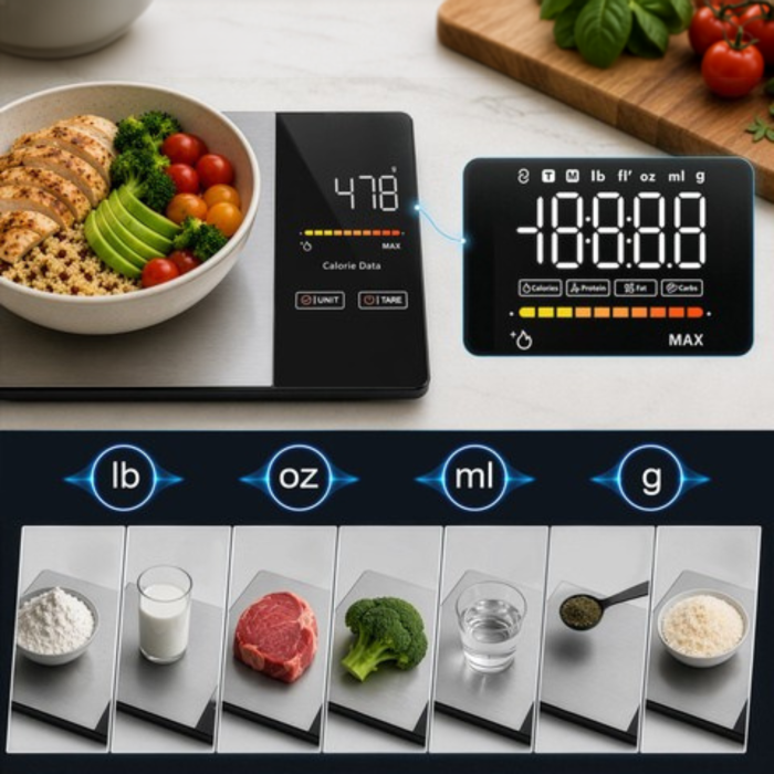 Cantar de bucatarie inteligent VarioShop®, cu aplicatie Fitdays, calculator calorii, functie TARE, precizie 1g, capacitate 5 kg, Bluetooth [6]