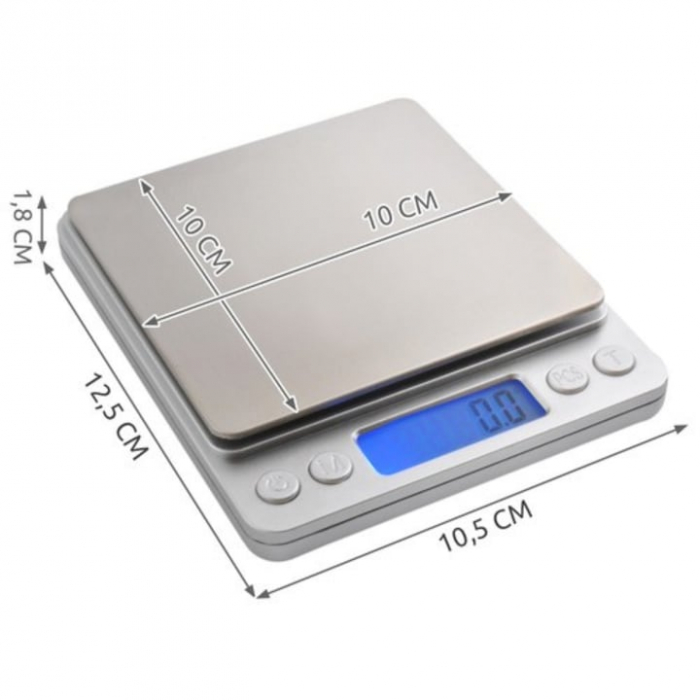 Cantar Electronic de Bucatarie VarioShop®, Ecran LED, Inalta Precizie, Platforma Inox, Functie TARA, Indicator Suprasarcina, Capacitate Max 2 Kg, 12.5 x 10.5 x 1.8 cm, Gri [14]