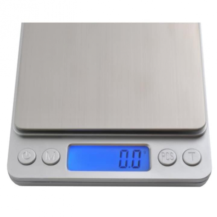Cantar Electronic de Bucatarie VarioShop®, Ecran LED, Inalta Precizie, Platforma Inox, Functie TARA, Indicator Suprasarcina, Capacitate Max 2 Kg, 12.5 x 10.5 x 1.8 cm, Gri [15]