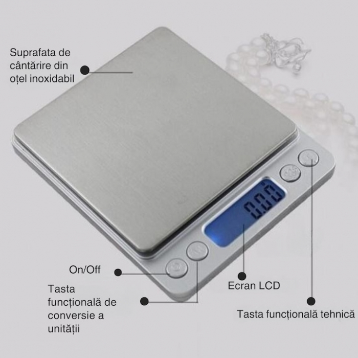 Cantar Electronic de Bucatarie VarioShop®, Ecran LED, Inalta Precizie, Platforma Inox, Functie TARA, Indicator Suprasarcina, Capacitate Max 2 Kg, 12.5 x 10.5 x 1.8 cm, Gri [4]