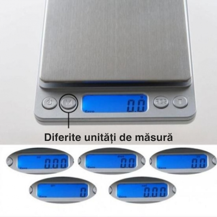 Cantar Electronic de Bucatarie VarioShop®, Ecran LED, Inalta Precizie, Platforma Inox, Functie TARA, Indicator Suprasarcina, Capacitate Max 2 Kg, 12.5 x 10.5 x 1.8 cm, Gri [5]