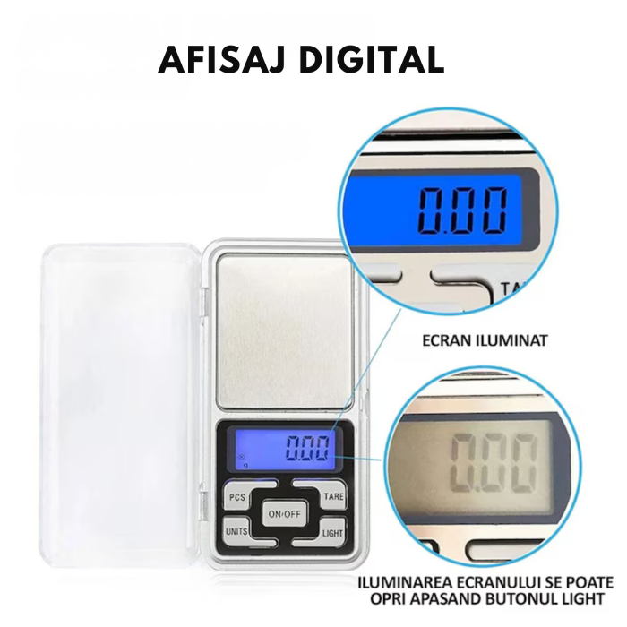 Cantar electronic de precizie VarioShop®, 200 g / 0, 01 g, afisaj LCD iluminat, functie TARE, 5 unitati de masura, compact, portabil, ideal pentru bijuterii, colectionari, gatit si obiecte mici [10]