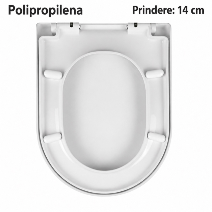 Capac de toaleta VarioShop®, cu inchidere lenta si silentioasa, demontare rapida, balamale reglabile, suprafata antibacteriana, 46 x 36 cm, alb [6]