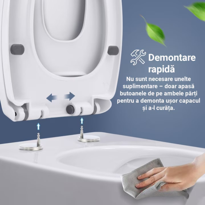 Capac toaleta universal demontabil VarioShop®, cu inchidere lenta si silentioasa, balamale din inox, sistem Quick Release, alb, 44 x 37 cm, reglabil 6–23 cm [3]