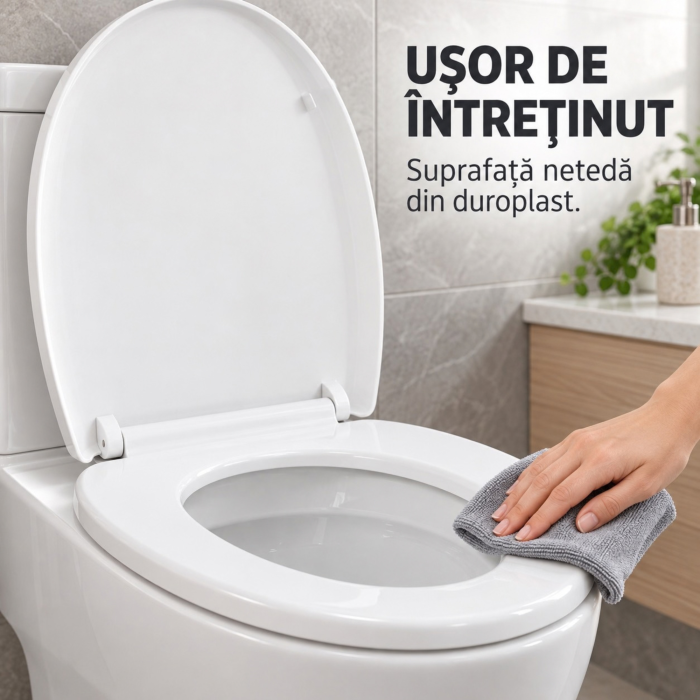 Capac WC VarioShop®, pentru toaleta, cu inchidere lenta si silentioasa, demontabil, balamale din otel inoxidabil, duroplast rigid, 45 x 36 cm, alb [3]