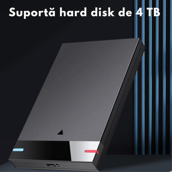 Carcasa externa HDD/SSD 2.5” USB 3.0 VarioShop®, adaptor portabil, compatibila cu pana la 4TB, Plug & Play, ideala pentru backup, gaming, transfer de date, Negru [3]