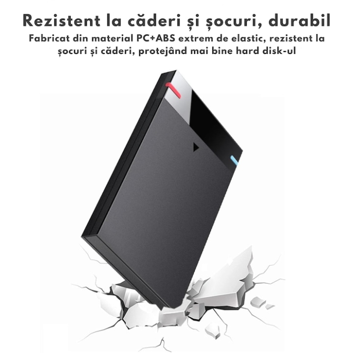 Carcasa externa HDD/SSD 2.5” USB 3.0 VarioShop®, adaptor portabil, compatibila cu pana la 4TB, Plug & Play, ideala pentru backup, gaming, transfer de date, Negru [2]