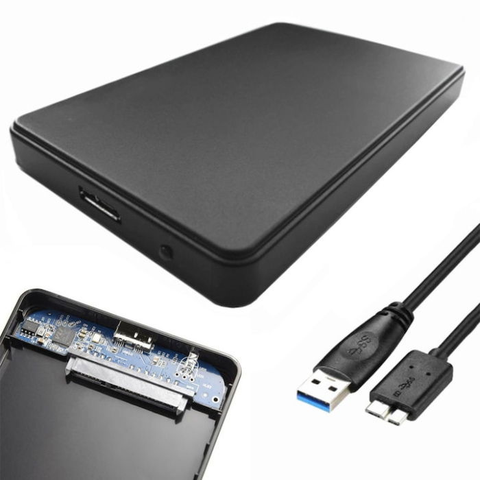 Carcasa externa HDD/SSD 2.5” USB 3.0 VarioShop®, transfer rapid, design compact, compatibilitate universala, instalare fara unelte, Negru [2]