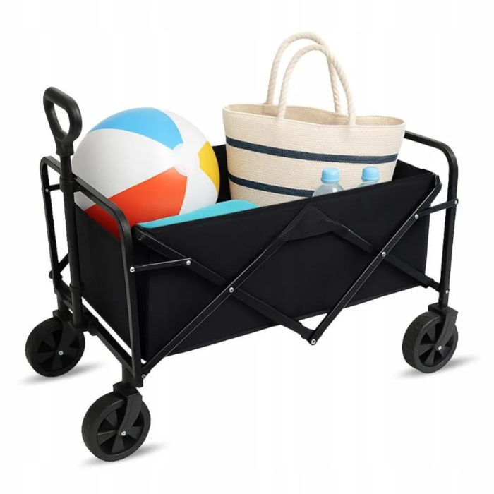Carucior pliabil transport VarioShop®, pentru plaja, camping si cumparaturi, cos incapator impermeabil, capacitate 100 L, sarcina 100 kg, negru [5]
