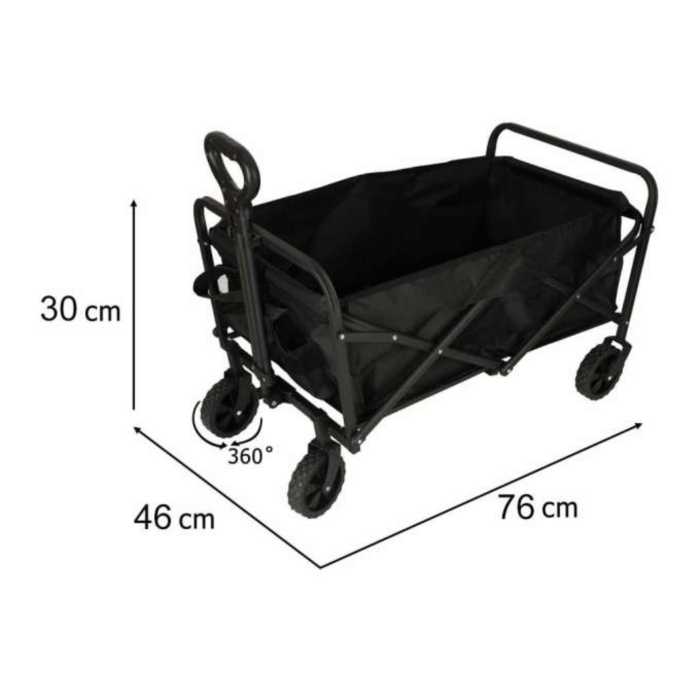 Carucior pliabil transport VarioShop®, pentru plaja, camping si cumparaturi, cos incapator impermeabil, capacitate 100 L, sarcina 100 kg, negru [4]
