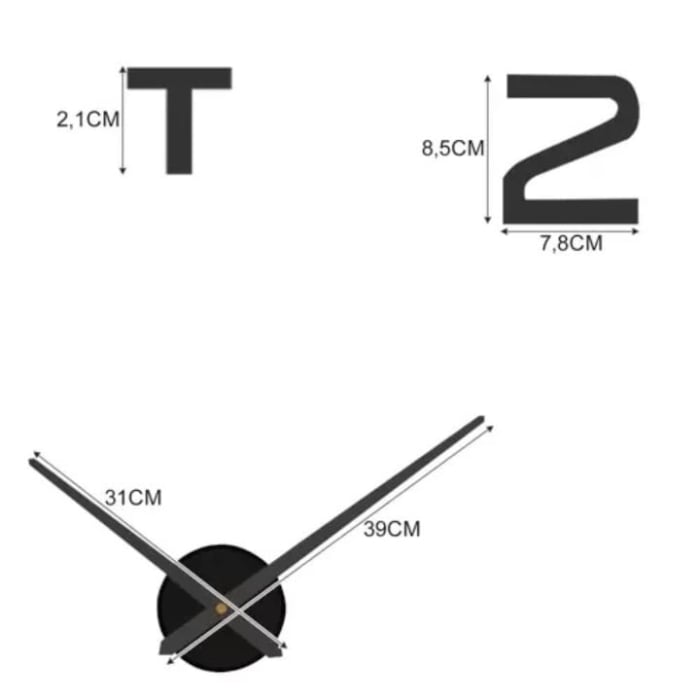 Ceas de perete Loft DIY VarioShop®, diametru reglabil 60–130 cm, design modern, montaj usor si mecanism silentios, autoasamblare rapida cu kit inclus, ideal pentru living, dormitor, birou sau spatii c [8]